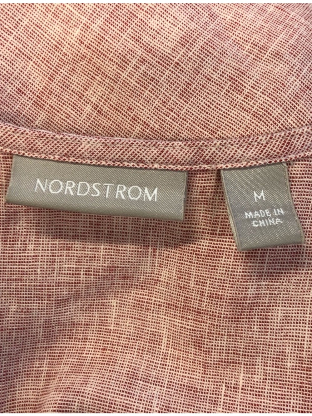 NORDSTROM Red & White Linen-Blend Tank Top
